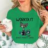 Women's Casual T-Shirts Graphic Tee BLACK CAT WORKOUT BECAUSE MURDER IS WRONG Print T-Shirts Casual Tee Comfortable Clothes