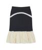 Love Is True Curved L Lace Midi Skirt(Navy)