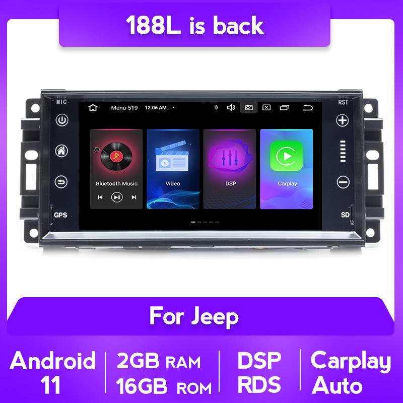 

Jeep-Compatible All-in-One GPS Navigation, CarPlay, Reverse Camera, and Bluetooth System Standard