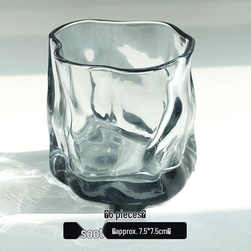 Shangqi Smoky Grey Twisted Glass Water Cup Set with Straws (6-Pack)