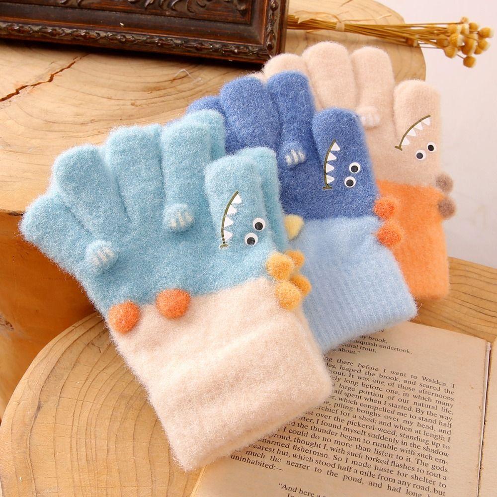 Children's Warm Tools Plush Gloves Five-finger Warm Full Cover Glove