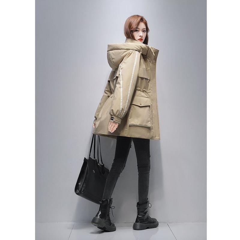 Abrigo Largo Acolchado de Moda para Mujer Cálido Ropa de Trabajo Chaqueta Parka Ajustada Invierno Algodón Ropa Exterior Moda