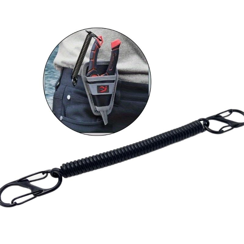 Fishing Lanyards Retractable Coiled Tethers with Carabiner Spring Elastics Rope Boating Fishing Rope Retention Rope