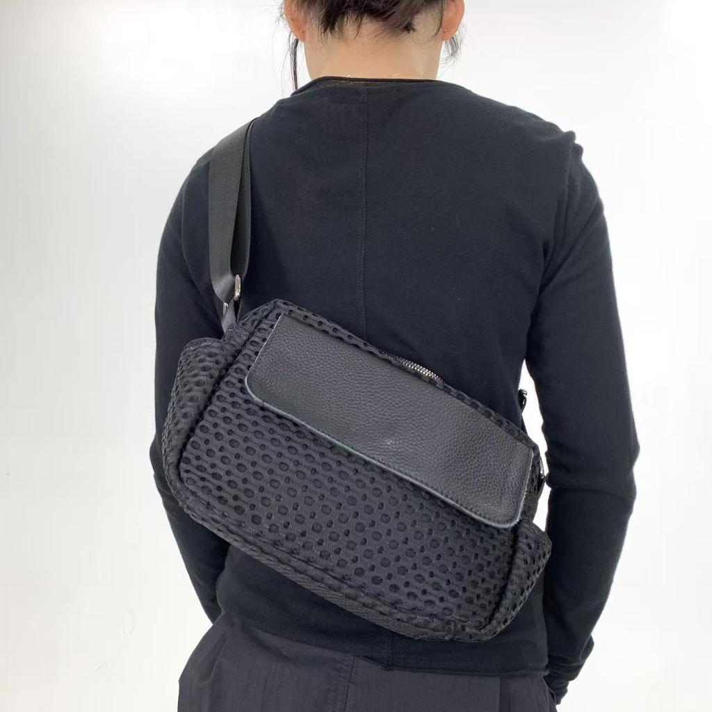 Sac à Bandoulière Fashion pour Dames avec Inserts en Maille Polyvalent Couleur Unie Simple Décontracté Sac à Main Sac Bandoulière