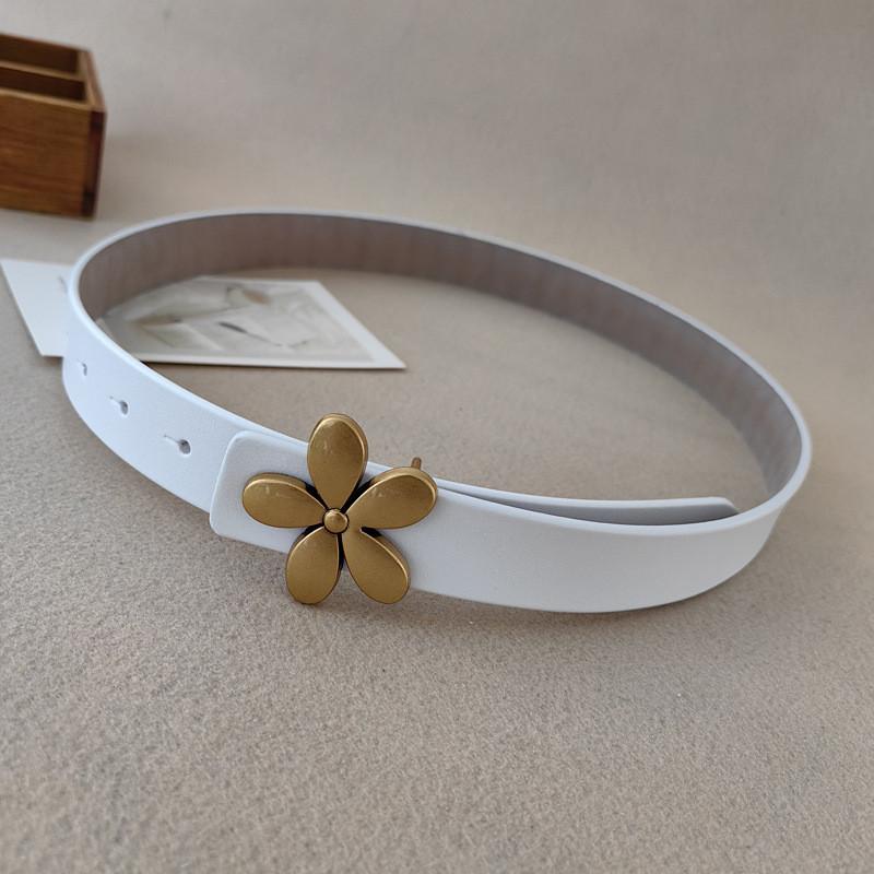 

Genuine Leather Womens Belt With Automatic Buckle For Fashion Casual Wear 95cm белый
