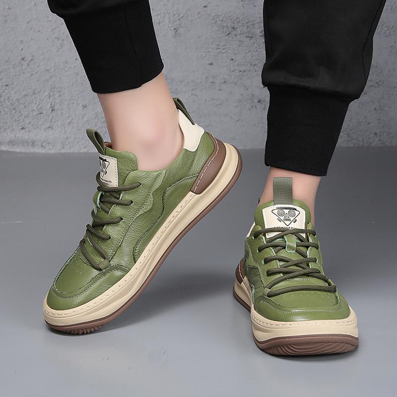 Fashion Fashion Personality Men's Sneakers Genuine Leather Men's All-match Casual Shoes Lace-Up Male New Arrival Outdoor Skate Shoes