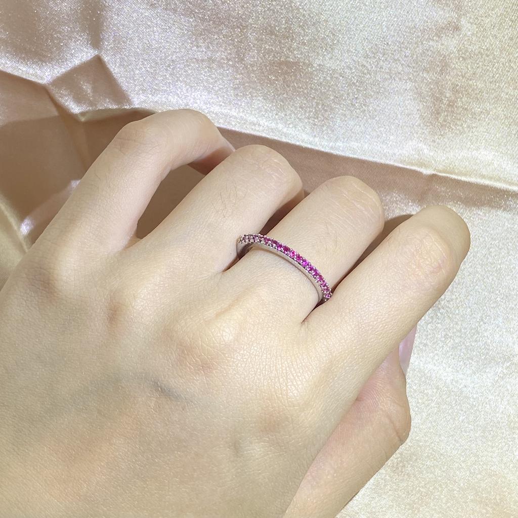Mode Schmal Damenring Voll von Kleinen Diamanten Rosa AAA Zirkonia Stein Hochzeit Verlobung Trendiger Schmuck Zubehör