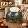1pc Rustic Farmhouse Halloween Tissue Box - Multi-functional Napkin Box, 2 Sizes Sturdy Polyester Printed with Scarecrow Cornfield Full Moon Bat, Grea
