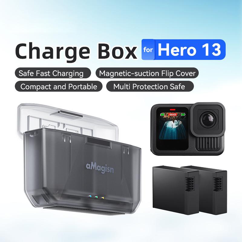 AMAGISN Camera Battery Fast Charging Box for GoPro Hero 13/12/11/10/9 Memory Card Storage Case