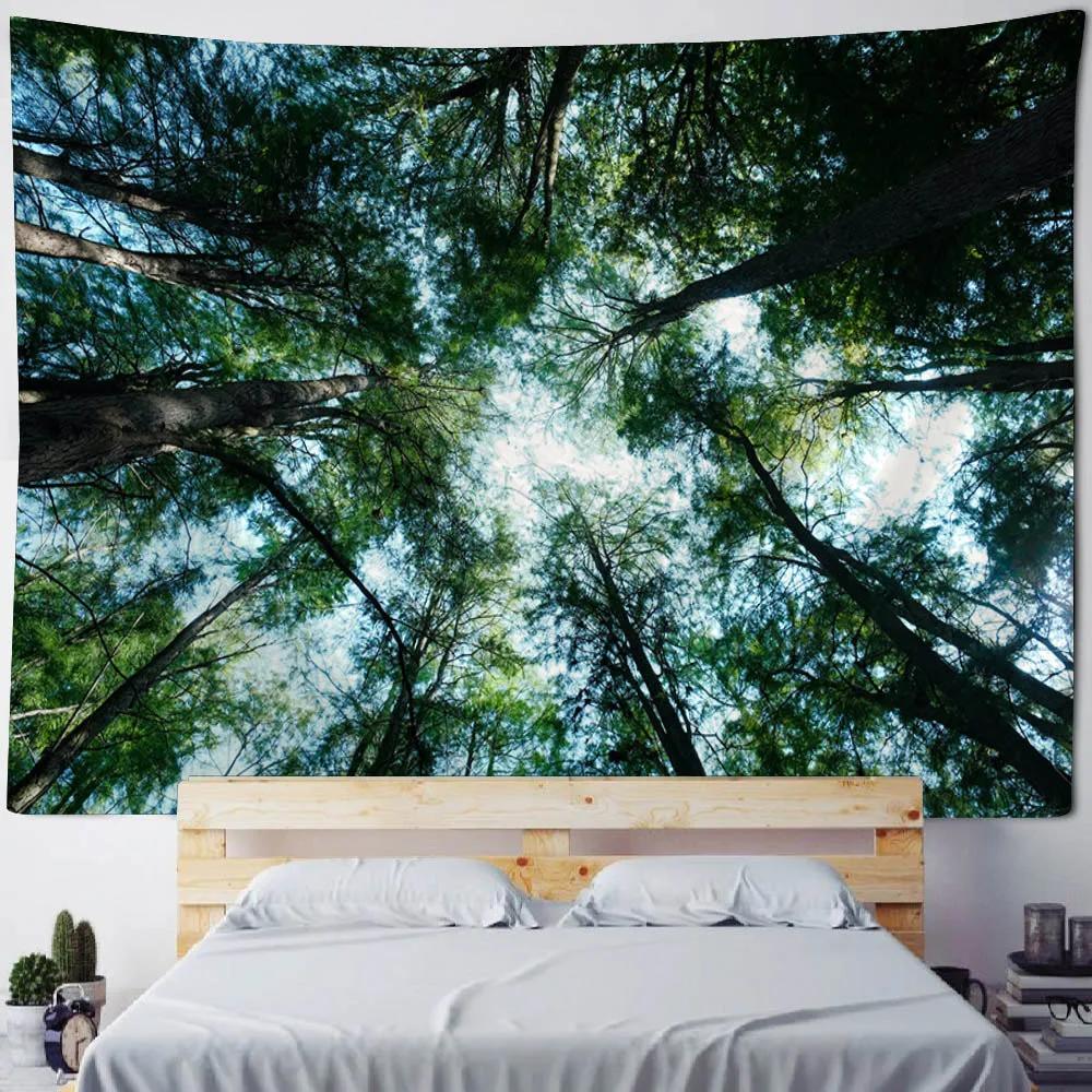 Classic Grey Forest Sky Wall Tapestry Multi-Style Living Room Studio Bar Decor Modern Light Luxury Hanging Cloth