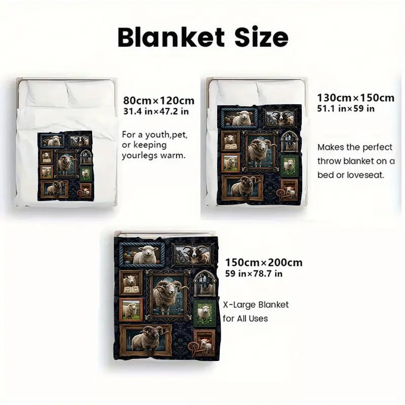 Sheep Portraits Gallery 2D Flat Pattern Flannel Blanket, High Quality All Seasons, Home Decor, Warmth and Comfort, Perfect for Christmas Gifts.
