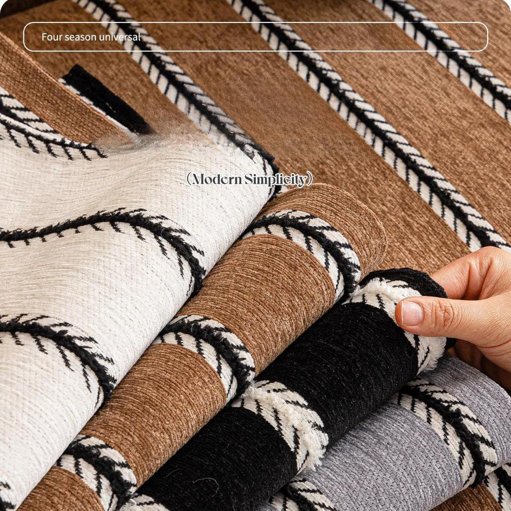Black Sofa Cushion, High-end Sense, Universal In All Seasons, New Fixed Non-slip Cover Cloth Cover Leather Seat Cushion
