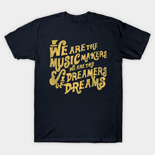 

Men Black Print T-shirt We Are The Music Makers Worn No-Cut Transfer Paper Print Cotton Tshirt S Темно-синій