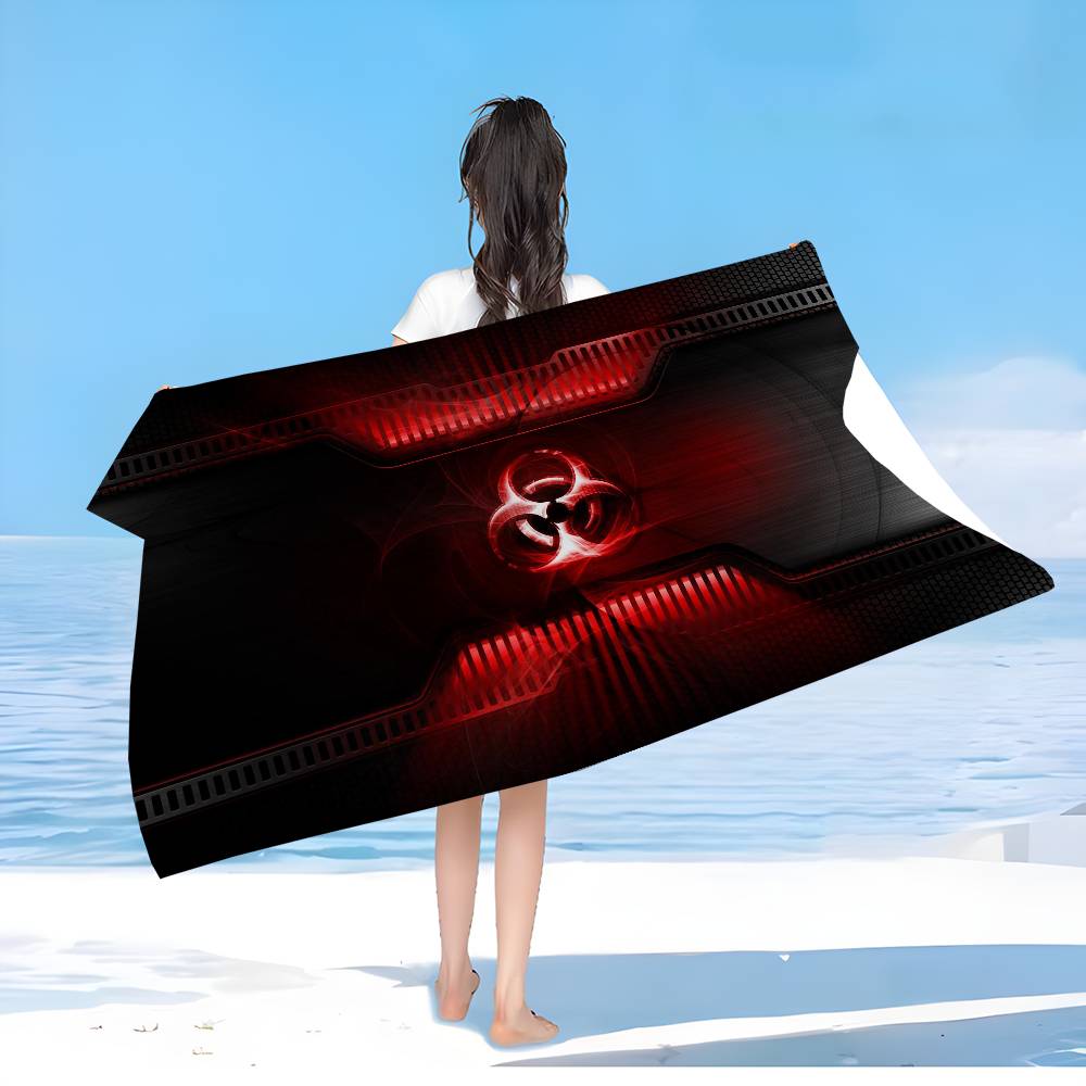 Games Biohazard Logo Bath Towel Microfiber Soft Water Absorbing Breathable For Girl Kids Decorative Cartoon Beach Towel