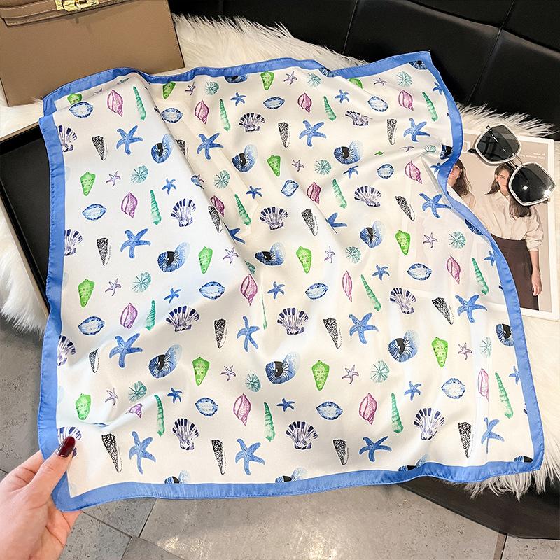 71Cm silk scarf women's high-end sense European and American hot-selling printed fashion scarf retro paisley cashew flower satin square scarf