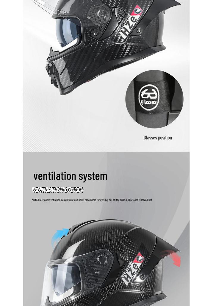 Ultra Lightweight Carbon Fiber Double Lens Full Face Cycling Helmet