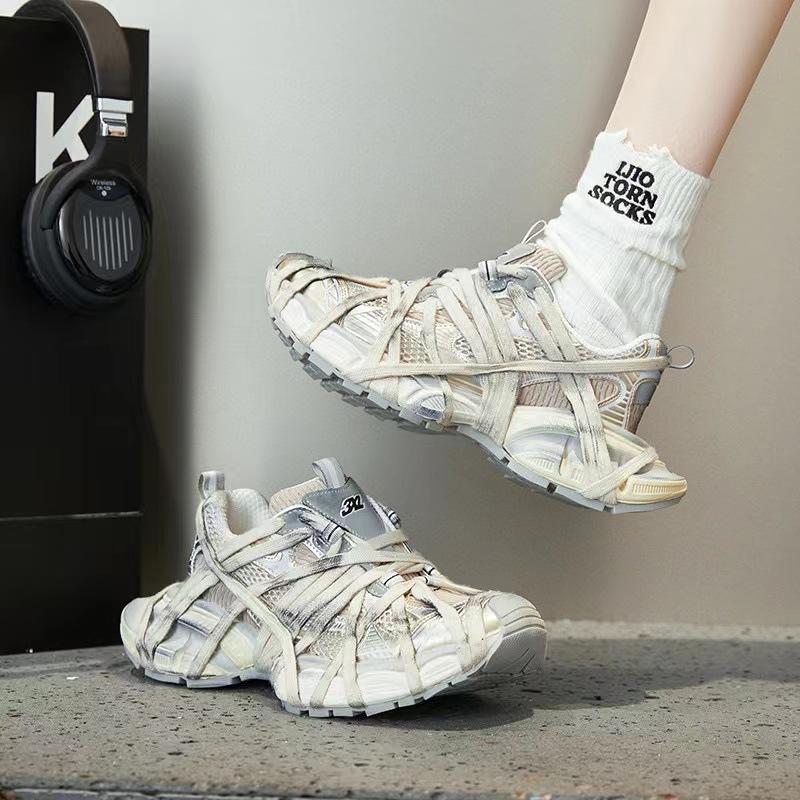 

Паутина старые 3XL ретро папины кроссовки весна и осень новая подошва толстая подошва увеличивающая рост ремешок повседневная спортивная обувь 35 абрикосовый