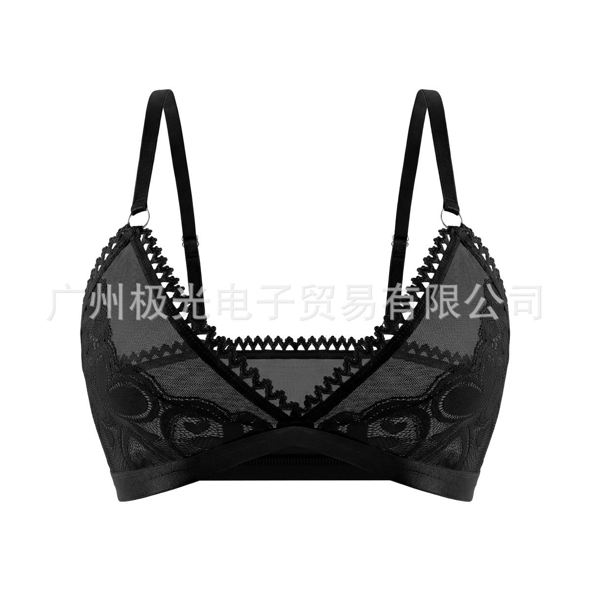 Heart Mesh Lace Wireless Deep V Bra S