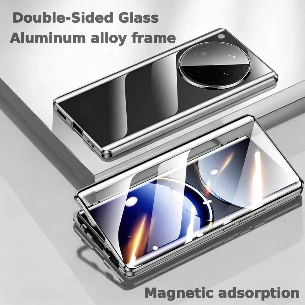 Case for OPPO Find X8 Pro with Double Sided Tempered-Glass & Metal Frame Phone Bumpers Full Lens Protection Cover