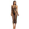 Womens One Piece Bodysuit Mesh Halter Long Dress Sexy Fishnet Dress Lingerie Backless Sexy Stocking Sexy Lingerie Dress Costumes