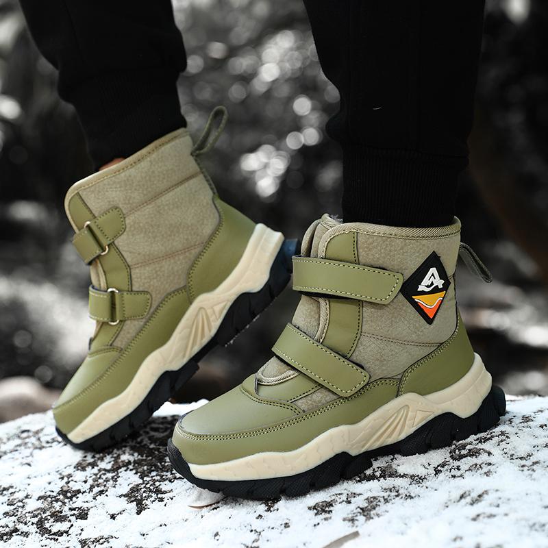 Children Warm Snow Boots Kids Winter Cotton Shoes Non-slip Snow Outdoor Warm Plush Boots High Top Warm Furry Footwear Waterproof Warm Sneakers