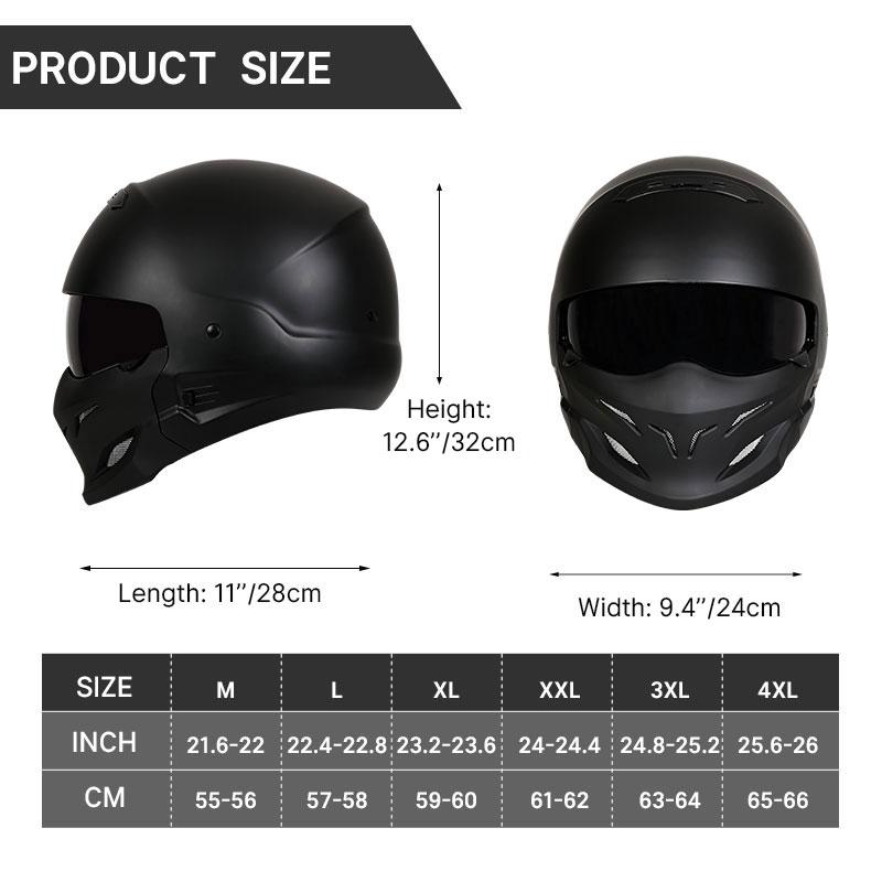 DOT Certified Scorpion Helmet Combination Helmet Motorcycle Retro Helmet Unisex Motorcycle Multi-Purpose Half Helmet Four Season