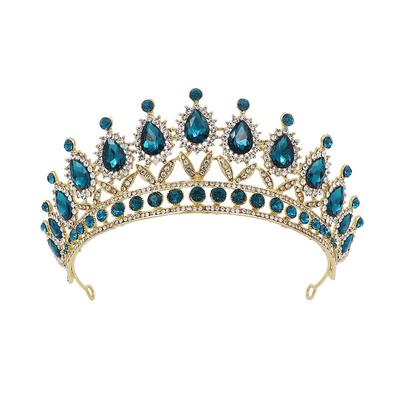 European and American Bride Crown Baroque Drop-Shaped Diamond Princess Crown Performance Birthday Headdress Wedding Dress Accessories