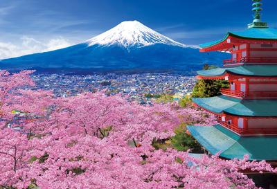 Epoch puzzle Japonské jaro Fuji a pagoda Yamanashi x 38 obsahuje a bod Co., Ltd. 300 dílků puzzle, krajina, Breeze, Hora. Pětipatrový - (26
