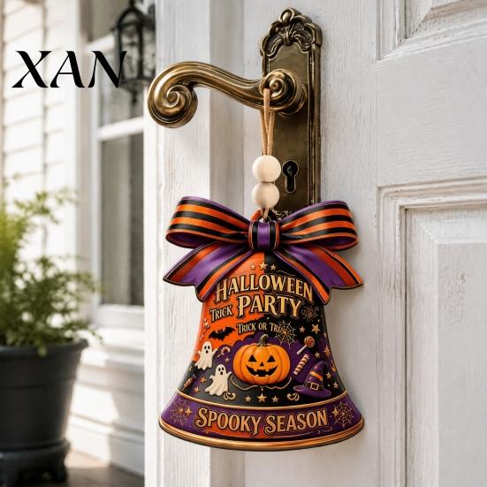 Home Wall Door Decoration Halloween USA Liberty Bell Ornament, 2D Acrylic Spooky Pumpkin Autumn Holiday Ornaments Ghost Hanging for Party Decor