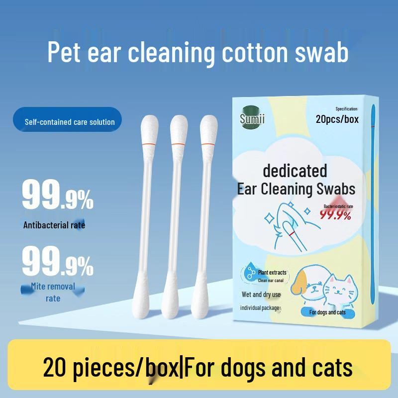 

Cat Ear Itch Relief Antibacterial Cleaning Swabs, Kitten Ear Mite Remover, Cotton Swabs for Pet Ear Cleaning