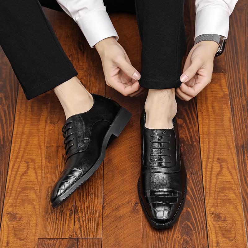 Men's business shoes Breathable Leather Shoes Black Leather Spring Autumn Men's Business Formal Casual Shoes men big size 48