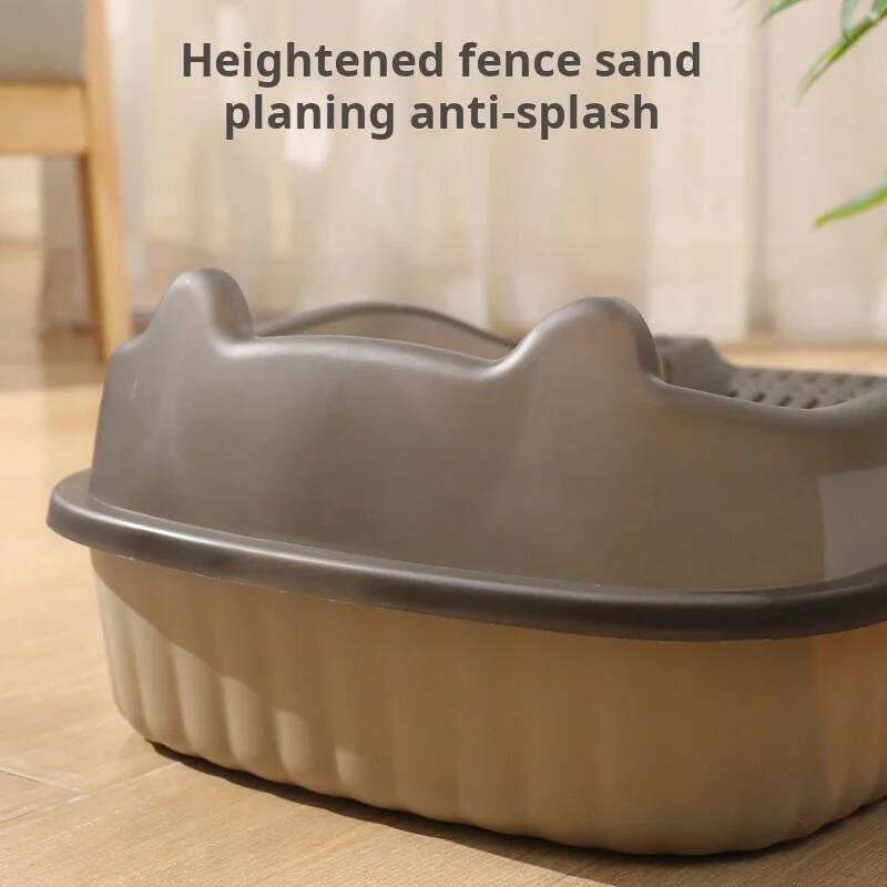 Cat Litter Box Thickening Kitty Sandbox Semi-enclosed High Side Splashproof Pet Bedpans with Litter Scoop Cleaning Cat Supplies
