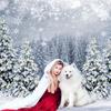 2D White Winter Christmas Backdrop, Snowy Pine Tree Forest Scene Background for Party Decoration