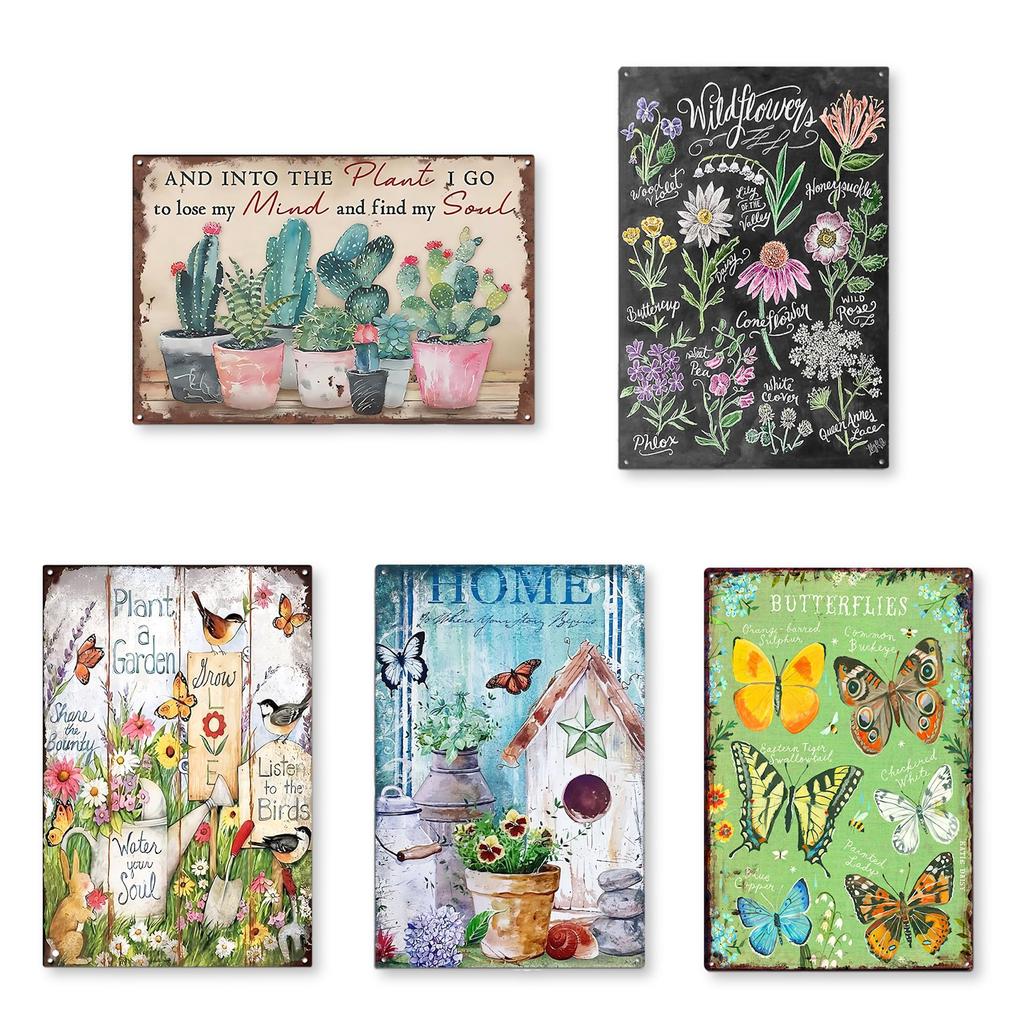 Lezalic Znak Blaszany, Dekoracja Ścienna Ogrodnicza, Płyta Stojąca na Podłodze, Dekoracja do Pracy w Ogrodzie, Styl Retro Vintage Antyczny (Ogród ver3)