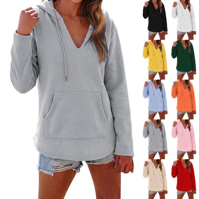 Women's Fashion Loose Fit Color Pullover Hoodie Casual Sweatshirt