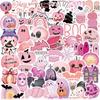 50pcs Kawaii Pink Halloween Stickers - Ghost & Pumpkin Theme, Waterproof Vinyl Decals for Kids Youth & Adults Holiday Party Favors & Gifts