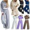 2026 Women's New Fall/Winter Solid Color Patchwork Hooded Sweatshirt Two-Piece Casual Sports Set