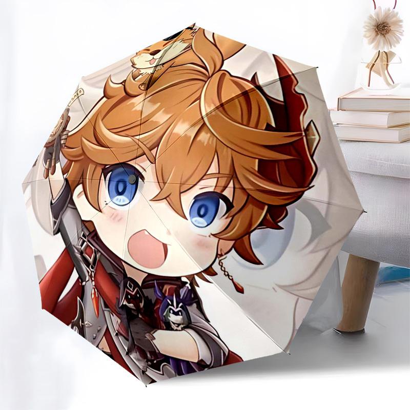 1 Stück Outdoor-Schirm mit süßem Anime-Charakter-Design - Automatisches Öffnen/Schließen, Tragbares 3-fach faltbares Design, 8-Speichen-Eisenrahmen - Perfektes Geschenk für Fa