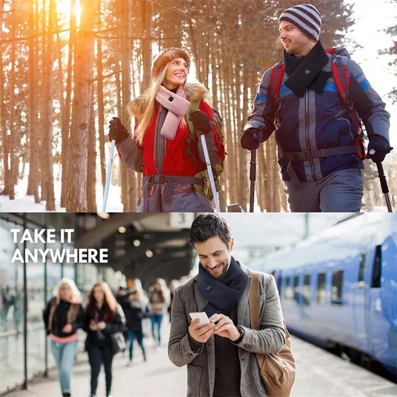 Usb Women Men Heating Scarf Temperature Scarf 3 Gears Wrap Fleece Washable Electric Neck Warmer Not Inclound Battery For Camping