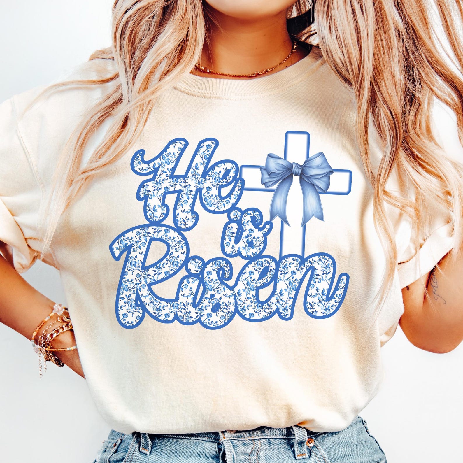 He Is Risen Easter Shirt: Floral Christian Tee, Comfort Colors 3XL