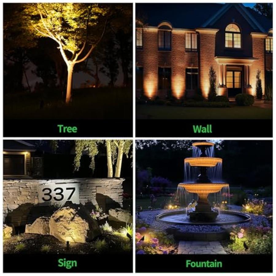 Landscape Spot Lights Outdoor 12V Adjustable Waterproof All Metal Wired Aluminum Black Accent Lights Warm Cool White 12 Pack fo