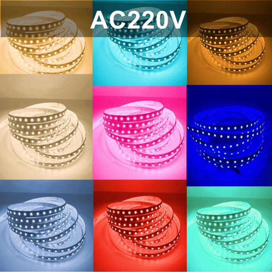 SMD2835 120LEDs/m LED Strip 5M 12V 24V 220V Home Lamp Strip Decor Colorful Flexible Lamp Bar for TV Background Home Decoration