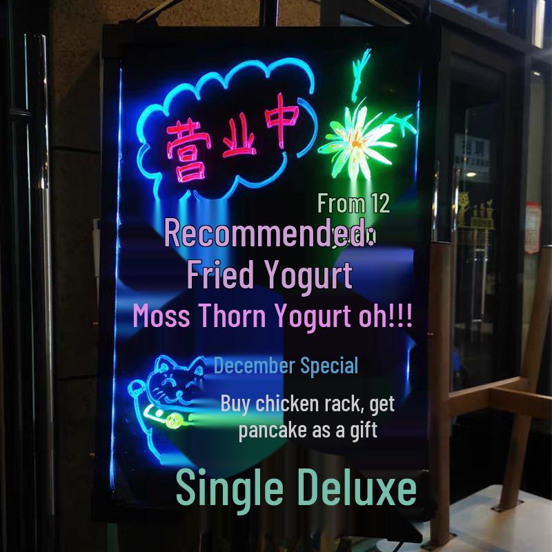 Rechargeable LED Fluorescent Blackboard: Handwritten Flashing Signs with Long Battery Life for Night Markets and Home Use.