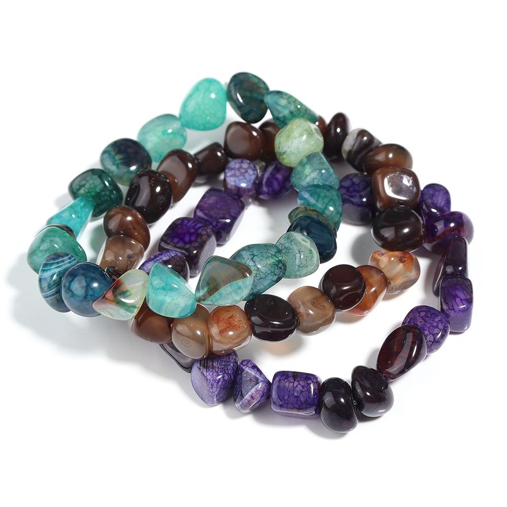 Mixed Color Dragon Vein Agate Bracelet, Irregular Special-Shaped Freeform Beads, Retro Fashion Hand Ornament