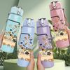 1PC Bath Tub Frog Cartoon 750ml Color Plastic Sports Water Bottle Leakproof Flip Straw Lid Suitable for Sports Office Home Use