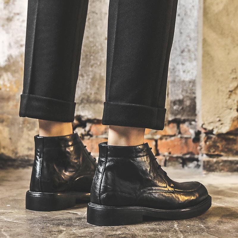 Střední pomoc pánské boty Martin britský styl kožené krátké boty vysoký smysl retro ležérní kožené boty Han Chao verze 85681-J