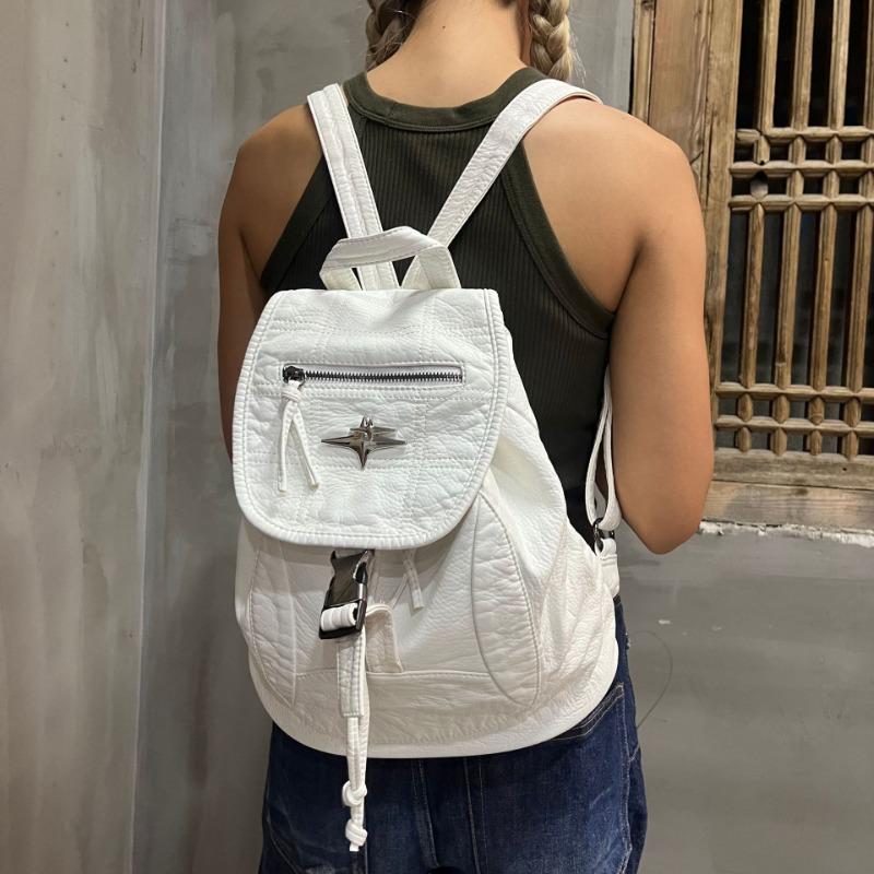 

Рюкзак Spice girl washed женский новый большой вместимости студенческий для поездок на работу школьный нишевый на плечо дорожная сумка белый