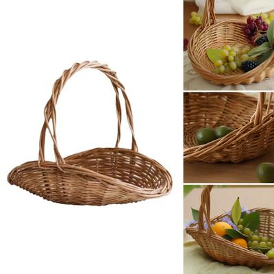 Rattankorb mit Griff Gartenkorb Umweltfreundlich Sorgfältiges Weben Vielseitiger Mehrzweck-Gewebter Korb Picknick Obst
