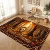 Mushroom Forest Theme Crystal Velvet Floor Rug Personalized Custom Name Text Warm Carpet Home Decoration