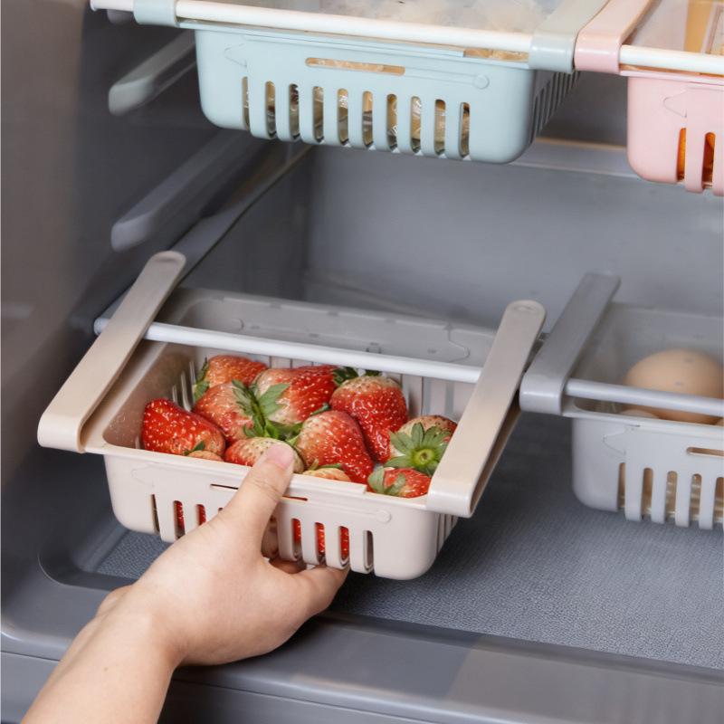 Flexible Expandable Refrigerator Storage Basket Drawer Organizer For Kitchen Fridge Freezer Fresh Food Container Storage Rack